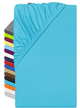 npluseins Microfaser Spannbettlaken – atmungsaktiv und Allergiker geeignet 1519.2192, 140-160 x 200 cm, türkis