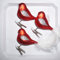 3 TLG. Glas Vogel Set in Classic Rot Silber - Edle Neuheit - Christbaumkugeln - Weihnachtsschmuck-Christbaumschmuck