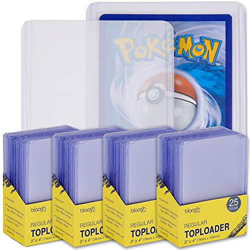blaash® 4er Set Regular Toploader | 4 x 25 Premium Schutzhüllen | 3x4 | Transparente Kartenhüllen für alle gängigen Spiel- und Sammelkarten wie YuGiOh, MTG, Match Attax | Extra Klar