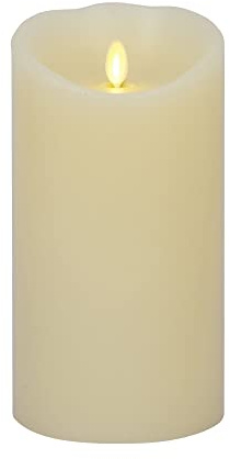 Luminara Scalloped Edge Flameless LED Candle - Ivory 4 x 7 - Real Wax Pillar Battery Operated Moving Flame w/Timer Unscented 1000Hr Runtime
