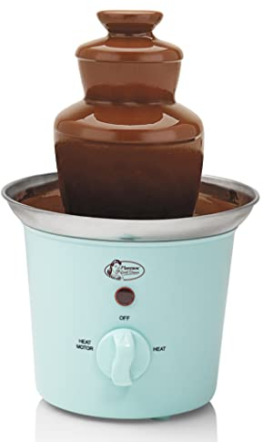 Bestron Schokoladenbrunnen mit 3 Etagen, kleiner Schokobrunnen mit Warmhaltefunktion, 60 Watt, Farbe: Mint