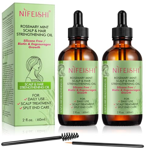 Olio di Rosmarino per Capelli, Ciglia e Sopracciglia - Stimola la Ricrescita, Nutre Il Cuoio Capelluto, Cura Della Pelle - 2 Pacchi