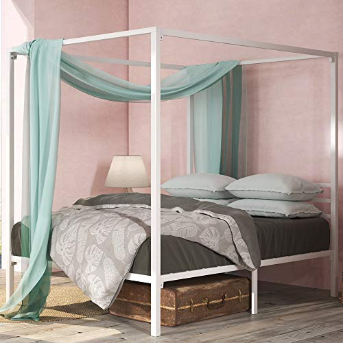 Zinus Patricia Somier Metalico con Dosel, 36 cm Alto, Soporte Lamas Acero, Fácil Montaje, Oro, 150 x 200 cm