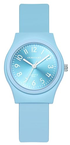 Silverora Armbanduhren Damen Silikon Damenuhren: Einfach Leicht Lesbar Analoge Quarzuhr Silikonarmband Studentuhr mit Arabischen Ziffern Geschenke für Mädchen Frauen Blau