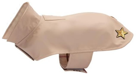 Preziosi Pet - Impermeabile Per Cane Colore Beige, Taglia Media 45 Cm, Chiusura Regolabile, Foro Per Guinzaglio. Abbigliamento Antipioggia, Antivento animali