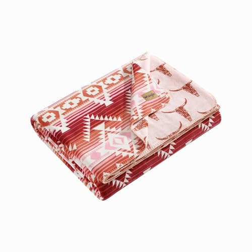 Wrangler - Blanket, Super Soft Reversible Bedding, Yellowstone Inspired, Western Home Essentials for Bed or Couch (Jericho Pink, King)