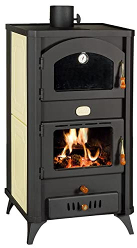 Prity FG18R - Estufa de leña con patas y lados pintados decorativos, 23 kW