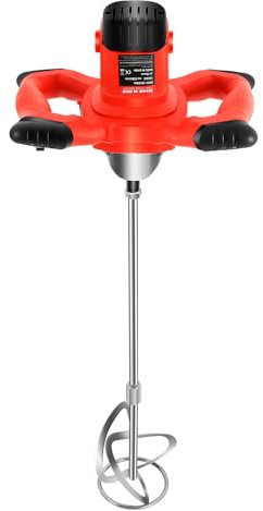 Qussse Agitatore, 1500 W, miscelatore per malta a 6 marce, miscelatore per calcestruzzo, asta a spirale a forma di S, 57 cm, mescolatore manuale per cemento, polvere di stucco, colore, farina