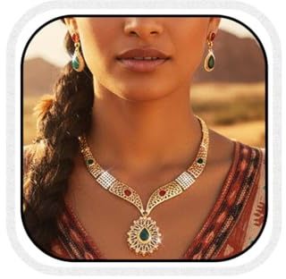 Unicra strass indiansmycken set guld halsband och örhängen set boho modesmycken bal smycken set för kvinnor, One Size, Legerat stål, Ingen ädelsten