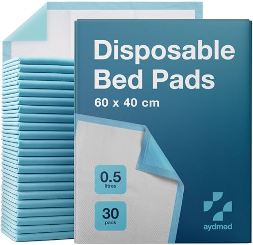 30 x AYDMED Incontinence Bed Pads 60 x 40cm | Small Disposable Incontinence Pads | Maximum Absorbency Incontinence Bed Sheets For Adults, Children & Babies | 500ml Capacity