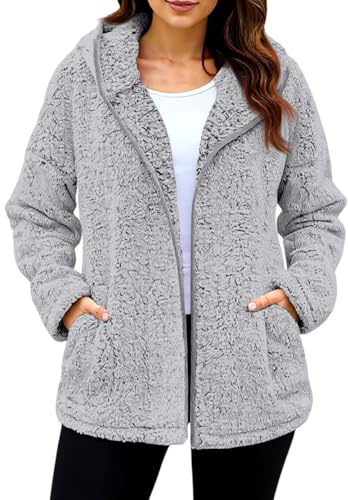 Genérico Chaqueta con Capucha Mujer Casaca Invierno Primavera Abrigo Corto de Peluche Corta Abrigo Doble Faz Chaqueta Larga Chaquetas Invierno Mujer Gris XXL