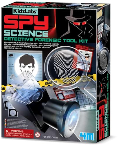 4M Detective Forensic Science Kit for Kids Ages 8-12 – Fingerprint Analysis & Facial Composite Projector, STEM Crime Scene Investigation Set