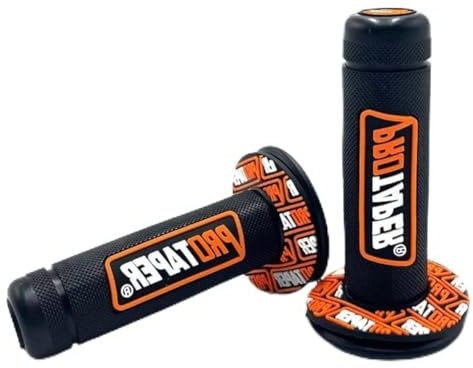 GNALIA Manopole Moto, 1 Paio Nero-Arancione 22/24Mm Per Manubrio 7/8, Gomma Antivibrante Per Dirt Bike E Pit Bike