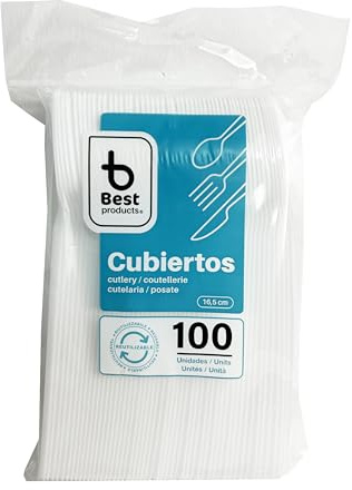 Pack 100 Cucharas De Alta resistentes y duraderos y Lavables - Cuchara 17cm de Color Blanco para Cumpleaños, Picnics, Fiestas, Buffets, Bodas. (100, CUCHARA)