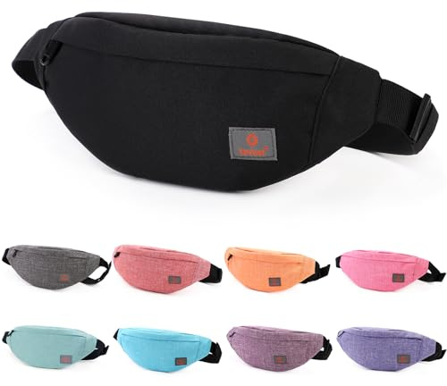 TINYAT Bum Bag Fanny Pack for Women Men Waterproof Waist Pack Black Belt Bag for Sport Running Hiking Walking Dog Travel Super Lightweight T201