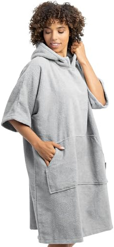 HOMELEVEL Poncho de surf unisexe - Peignoir de plage en coton avec poche et capuche - Robe sortie de bain cape pour adulte homme femme