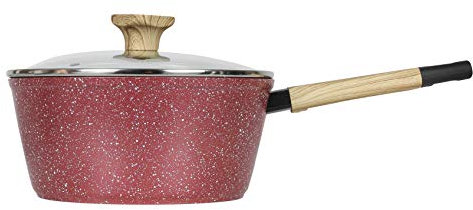 Art of Cooking 3 Quart Granite Nonstick Saucepan Cookware Set (Induction Compatible) (Canyon Red)