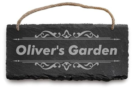 Slate Garden Sign Personalised Garden Sign Plaques Custom House Signs Outdoor Decoration Sign Door Sign Personalised Gift Christmas for Outside (Garden)