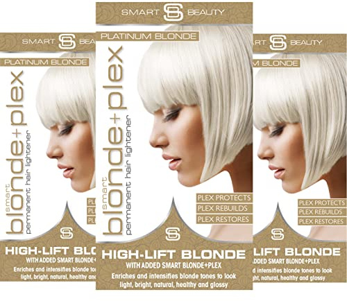 Platinblondes Haarfärbemittel mit zusätzlichem Plex Haarpflege Conditioner, permanente Haarfarbe mit natürlicher Platin Haartönung für blondes Haar, veganes Haarfärbemittel- Smart Beauty (3er-Pack)