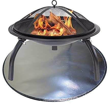 Foyer extérieur à charbon de bois – Bol à bois de 55,9 cm – Pot de feu de terrasse de jardin – Barbecue multifonctionnel avec tapis de foyer, pour camping, plage, feu de joie, pique-nique, jardin