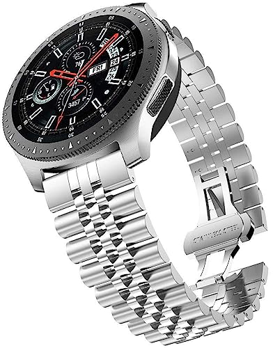 Niziruoup Edelstahl Uhrenarmband 20mm für Uhr, Jubilee Armband Smart Watch Metall Armband Uhr Ersatzarmbänder Uhrenarmbänder Edelstahlarmband für Herren Damen, Edelstahl, Silber