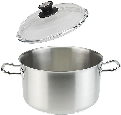 SKK großer Gastro Fleischtopf Ø 32 cm - induktiver 18/10 Edelstahl Kochtopf - Profi Universaltopf mit Vollglas Deckel