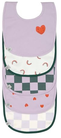 LÄSSIG Bébé bibs ensemble (5 pcs) fermeture autoagrippante coton imperméable/Value Pack Bib Happy Rascals Heart