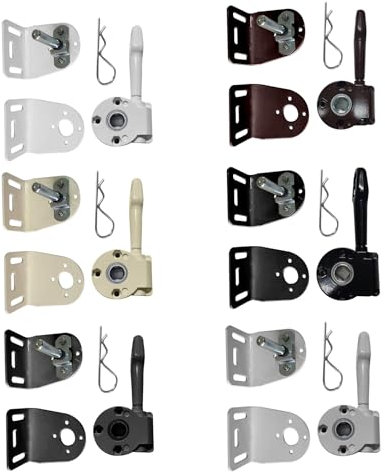 Coppia Staffe a L in Acciaio Zincato Laccato in Diversi Colori con Arganello per Tende da Sole in Zama Inossidabile e Perno Estraibile. Supporti e Arganello Manuale per Tende (GRIGIO ANTRACITE)