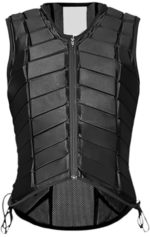 Résistant aux chocs – Fermeture éclair facile, équipement de sécurité en polyester léger pour l'équitation – Disponible en 6 tailles, gilet de protection d'équitation, Noir , Taille unique
