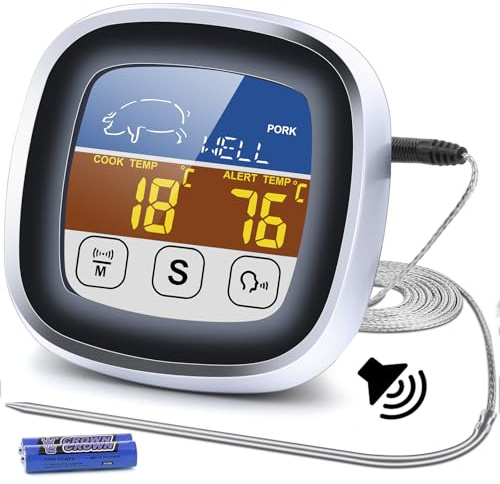 Leepenk 2025 New Upgrade Digital Talking Meat Thermometer with Clear Voice Broadcast for The Blind and Elderly, Probe Thermometer for Cooking with Large Touchscreen, Oven Safe for Kitchen and Grill