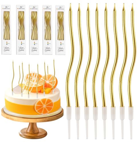 54 STK Geburtstagskerzen Gold, Gebogen Tortenkerzen Geburtstag Kerze Goldene Kerzen, Birthday Candles, Geburtstagskerzen für Torte Kuchen Kerzen Geburtstagstorte Kerze Geburtstag Hochzeit Party Deko