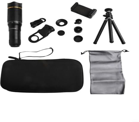 Floweringbeter Lente de zoom 32X de 23 x 12,5 x 6,5 cm, 1 juego de telescopio de teleobjetivo para teléfono móvil, lente gran angular, gran apertura, para ver juegos, conciertos, animales