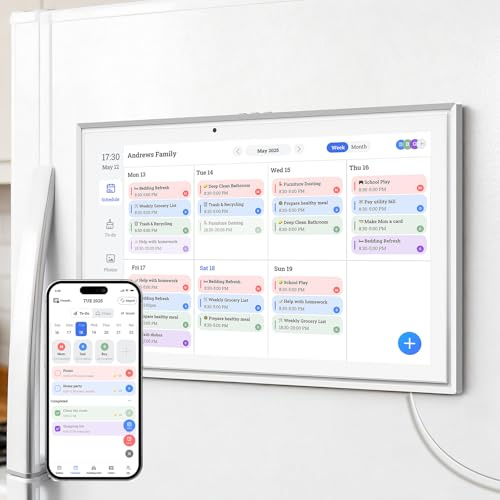 JSUSOU 15.6 Inch Digital Smart Calendar with FREE APP for Fridge & Wall Touch Screen, Magnetic Refrigerator Mount, Electronic Planner for Office Desk, Gift for Parents & Kids, White