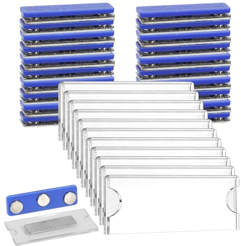 20 placas magnéticas para nombre, 75 x 32 mm, imanes personalizados, para ropa, acrílico transparente, con ranura de papel, para hospital, oficina, feria, reutilizables