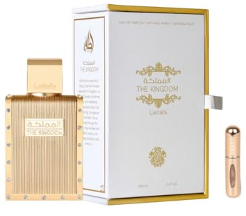 Lattafa The Kingdom Men Eau de Parfum, 100 ml, arabisches Parfüm für Herren, langanhaltend, inklusive nachfüllbarem Zerstäuber, orientalischer Duft mit Noten von Tabak, Vanille und Tonka (Kingdom Men)