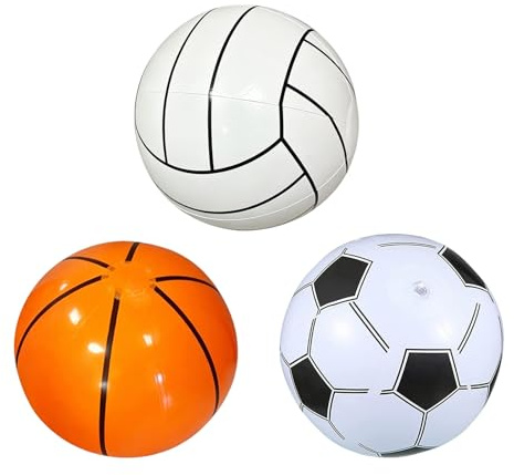 Rndqw 3PCS Beach Balls Inflatable, Beach Ball, Inflatable Ball, Blow Up Balls Set with Football Basketball Volleyball for Summer Party Entertainment Pool Games Outdoor Water Activities