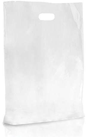 Clear Premium Degradable Patch Handle Fashion Plastic Carrier Bags 15 x 18 + 3 Pack of 100