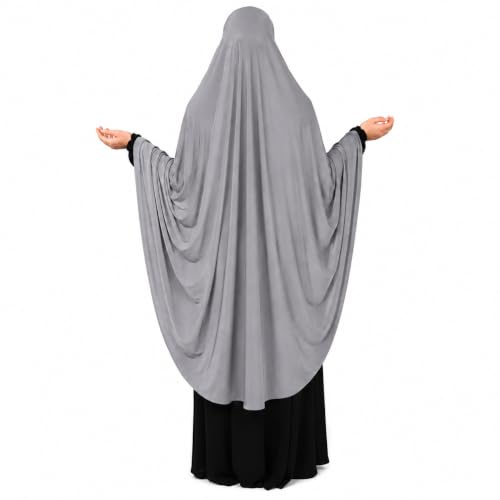 Yaqeen XXXL Khimar one piece Hijab stretchy Lycra material (Light Grey)