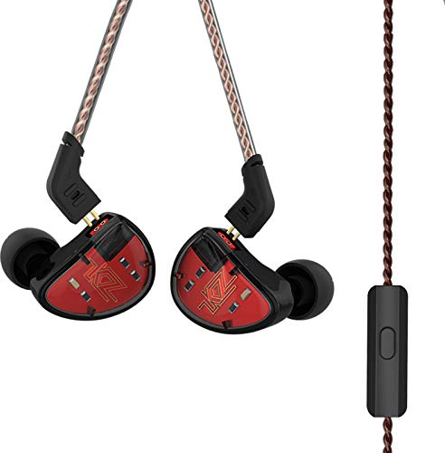 KZ AS10 Five-Driver Stereo High Fidelity In-Ear Musicians’ Monitors with Removable Braided Audio Cable (Black with Mic)