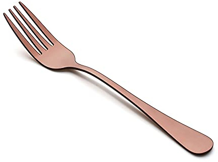LIANYU Stainless Steel Salad Forks Set of 12, 6.75 Inches Small Dessert Forks, Copper Silverware Flatware for Home Restaurant Wedding Party, Mirror Finish, Dishwasher Safe