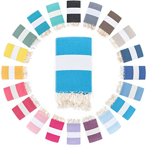 DARIDO Handgjord Diamond Fouta Hammam Handduk - XXL bastu-, bad- och strandhandduk 100 x 200 cm - 100% bomull - Lätt, mjuk och absorberande - mångsidigt användbar och praktisk