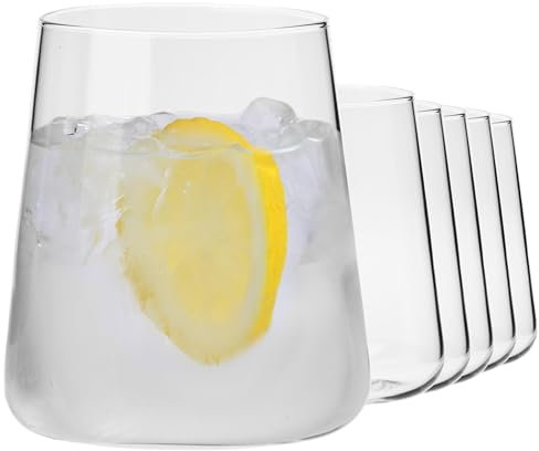 KIAPPO Trinkgläser Set 380 ML - 6 Stück Wassergläser Weißweingläser, Kristallglas für Gin Saft und Wasser - Gläser Perfekt Zuhause oder Restaurant - Spülmaschinenfest
