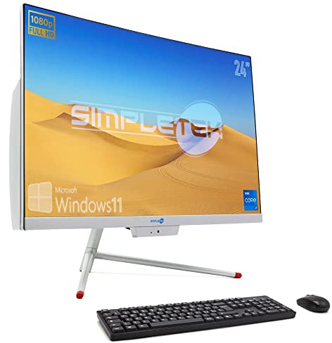 Simpletek AiO All in One 24 Kurv i7 8GB RAM SSD 240GB Windows 11 FHD Integrerad webbkamera WiFi5 Bluetooth4.2 | Böjd dator Dekstop PC
