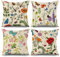 ASDCXZ Housse de Coussin Fleur 40x40 cm, Lot de 4 Fleurs Fraîches Feuilles Vertes Beige canapé Housses de Coussin Lavable Lin Textile extérieur d'oreiller Taie d'oreiller