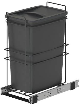 Emuca - Küchenrecyclingbehälter, 35 L, Bodenbefestigung und Handauszug, Anthrazitgrauer Kunststoff