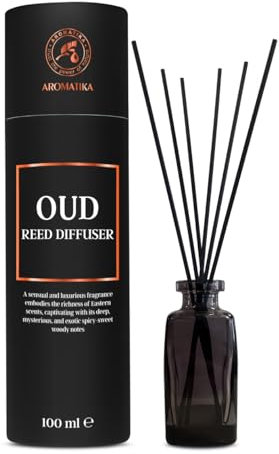 Raumduft Diffuser Oud 100ml - Intensiv & Langanhaltend Aroma Natürlich - Duft für Männer - Langanhaltender Aroma - Holzduft - Aromatisieren fur Raum - Reed Diffuser Oud