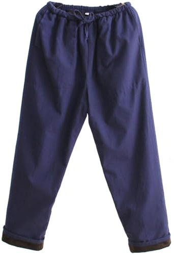 Pantalon d'arts Martiaux en Pur Coton d'hiver Pantalon Sarouel de Kung Fu Chinois Pantalon de Yoga Ample Pantalon de Tai Chi, Pantalon de Costume Tang Vêtements D'Entraînement