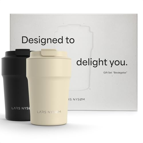 LARS NYSØM Thermo Coffee Mug-to-go Gift Set - 2 tazze termiche da 380 ml per caffè e tè - Il set di tazze a prova di perdite viene fornito in un'attraente confezione regalo