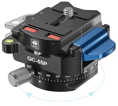 SIRUI 55mm Quick Release Plate with 360° Rotating Panoramic Head, Camera Mount Adapter with 1/4 and 3/8 Thread, Quick-Release Attach Plate for Tripod Monopod DSLR Stabilizer, QC-55P