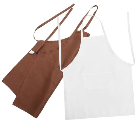 Cabilock 2stücke Küchenschürze Mit Tasche Für Damen Weiße Schürze Aus Polyester Kochschürze Für Küche Backen Und Gartenarbeit Waschbar Und Wiederverwendbar